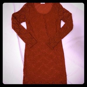 Long-sleeve Burnt Orange Dress